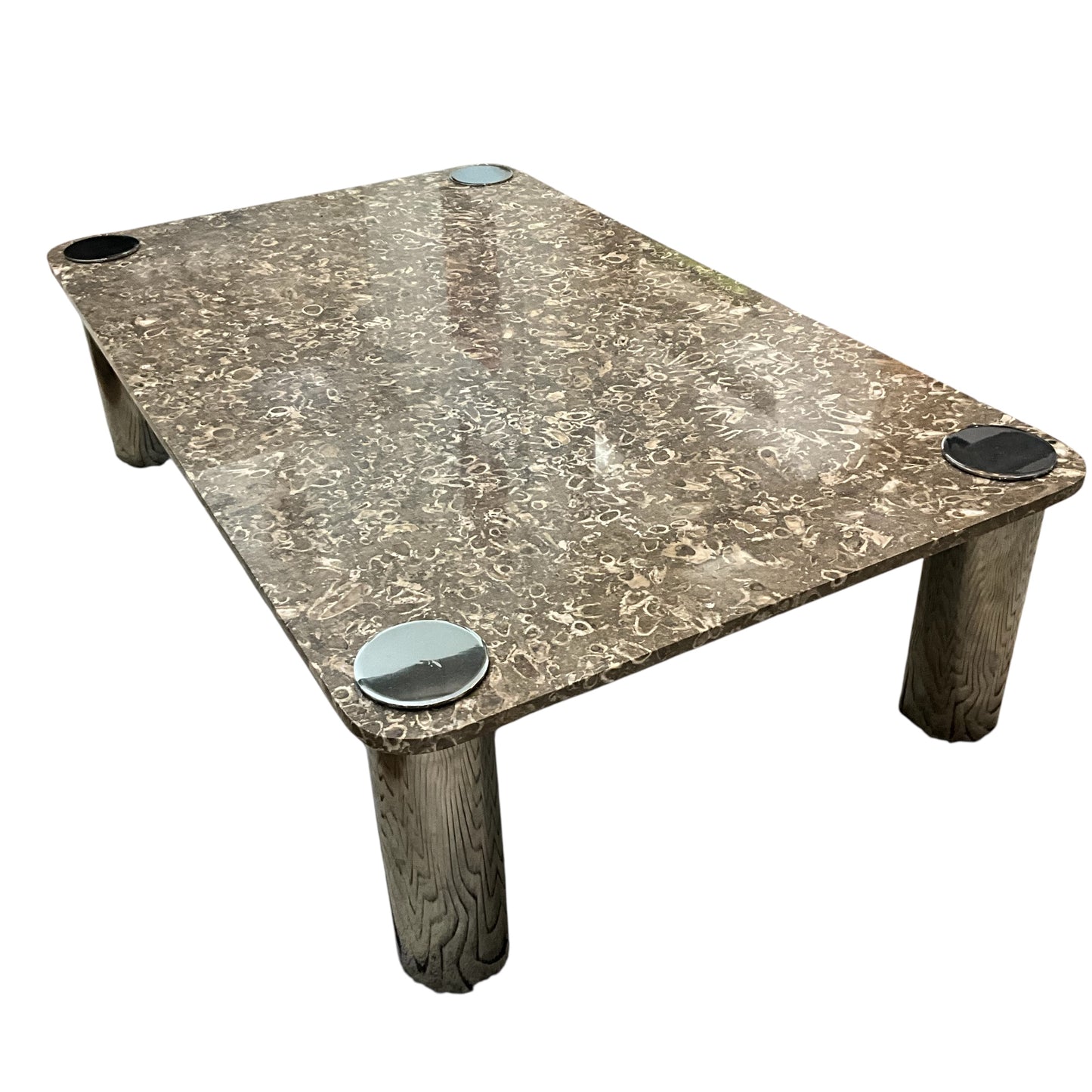 Pace Collection Fossilized Marble Coffee Table with Chrome Legs