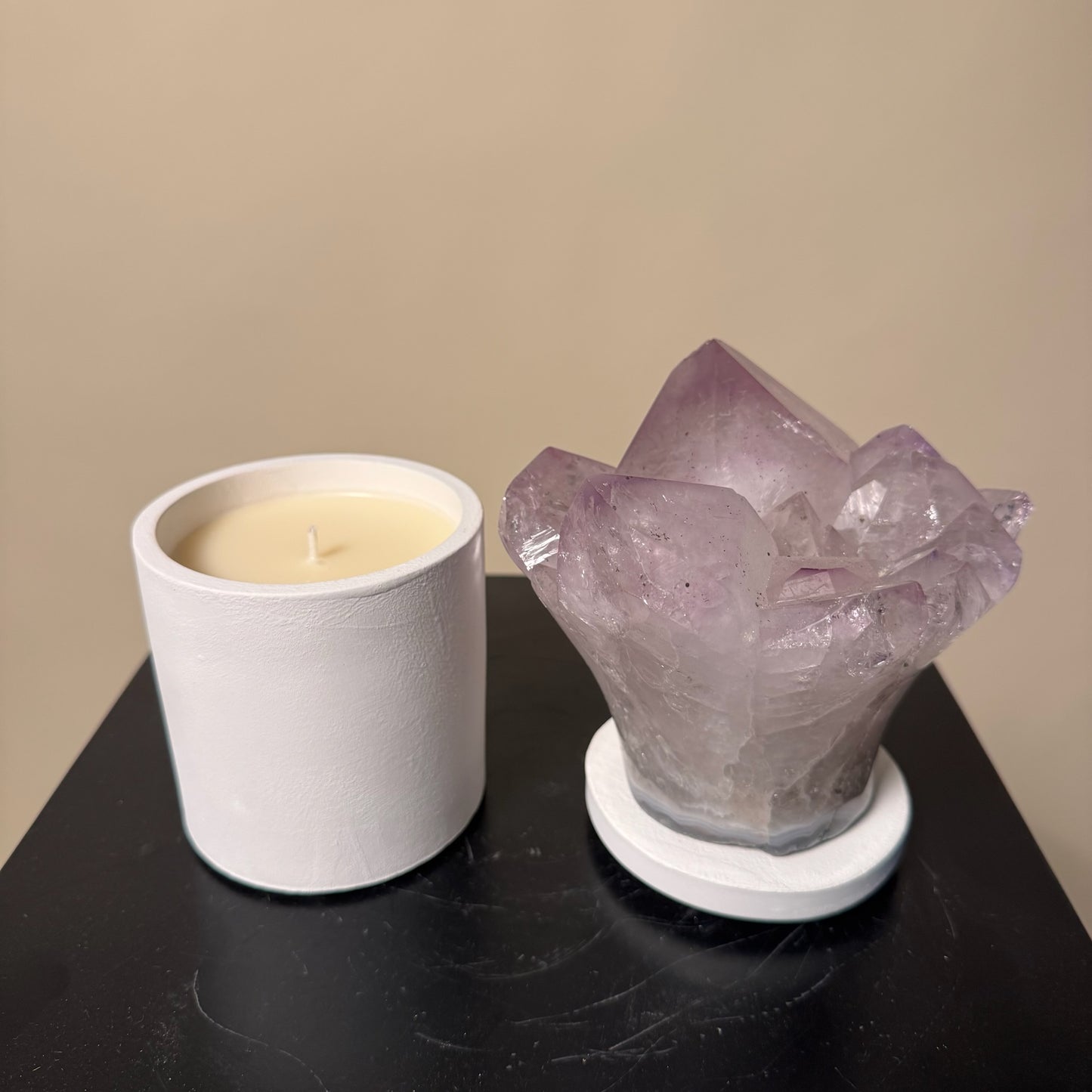 Amethyst Flower Cluster Crystal Lid Gardenia Candle #5