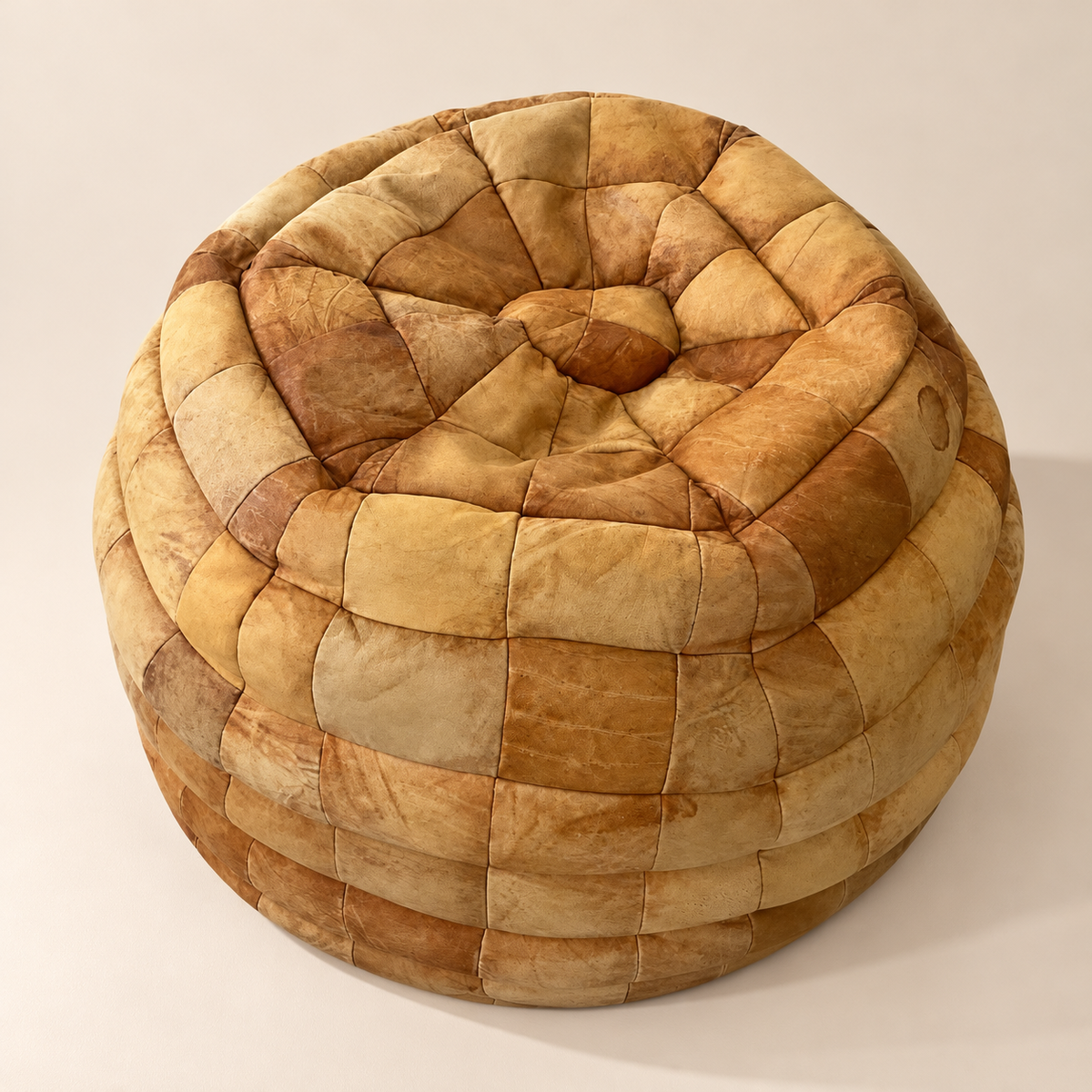 De Sede 1970's Leather Patchwork Pouf / Ottoman / Lounger
