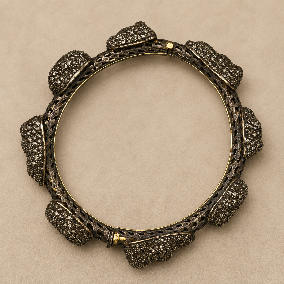 Bangle Bracelet with Multiple Diamond Clusters