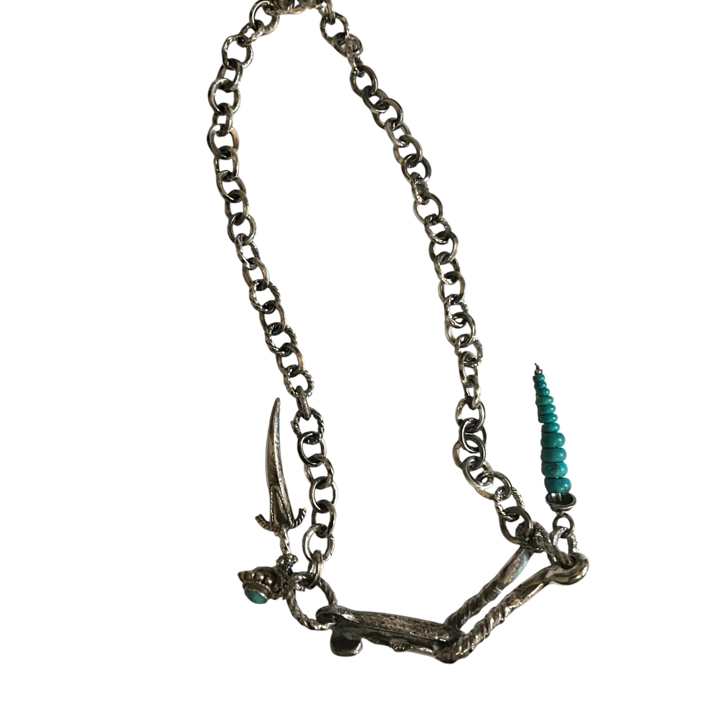 Sterling Wallet Chain with Turquoise Accents