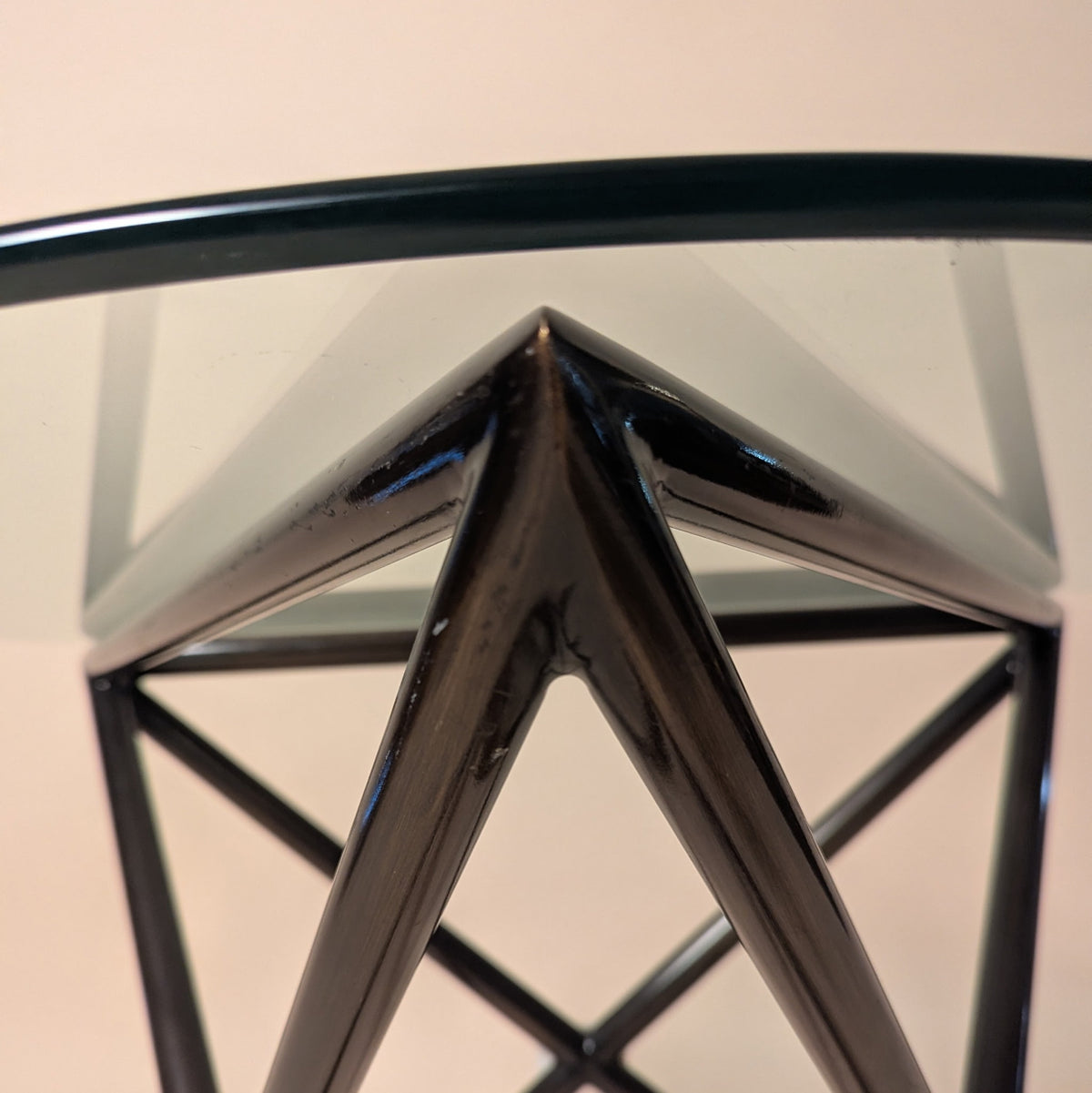 Steve Chase Bronze Tone Metal Side Table with Glass Top