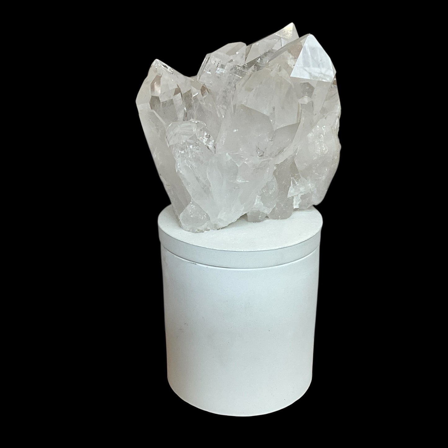 Clear Quartz Crystal Generator Cluster Lid Gardenia Candle