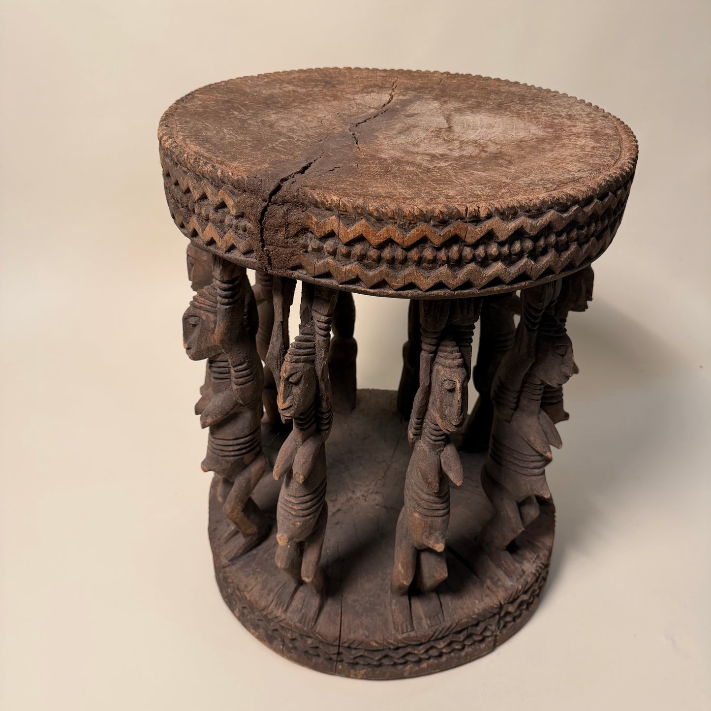 Niangon Carved Wood Ceremonial Stool by the Dogon Tribe