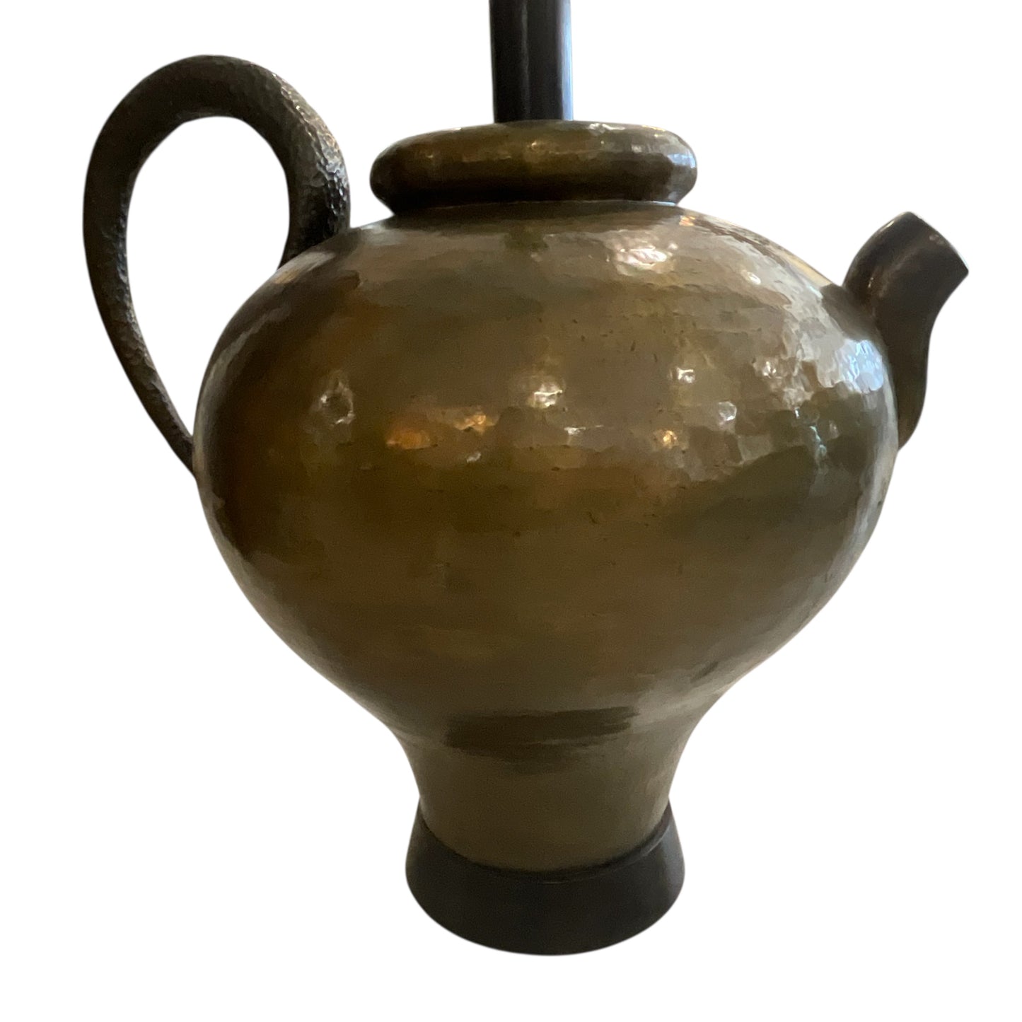 Vintage Hammered Brass Kettle Base Oversized Table Lamp