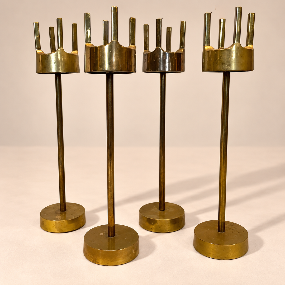 Set of 4 Brass Candle Holders