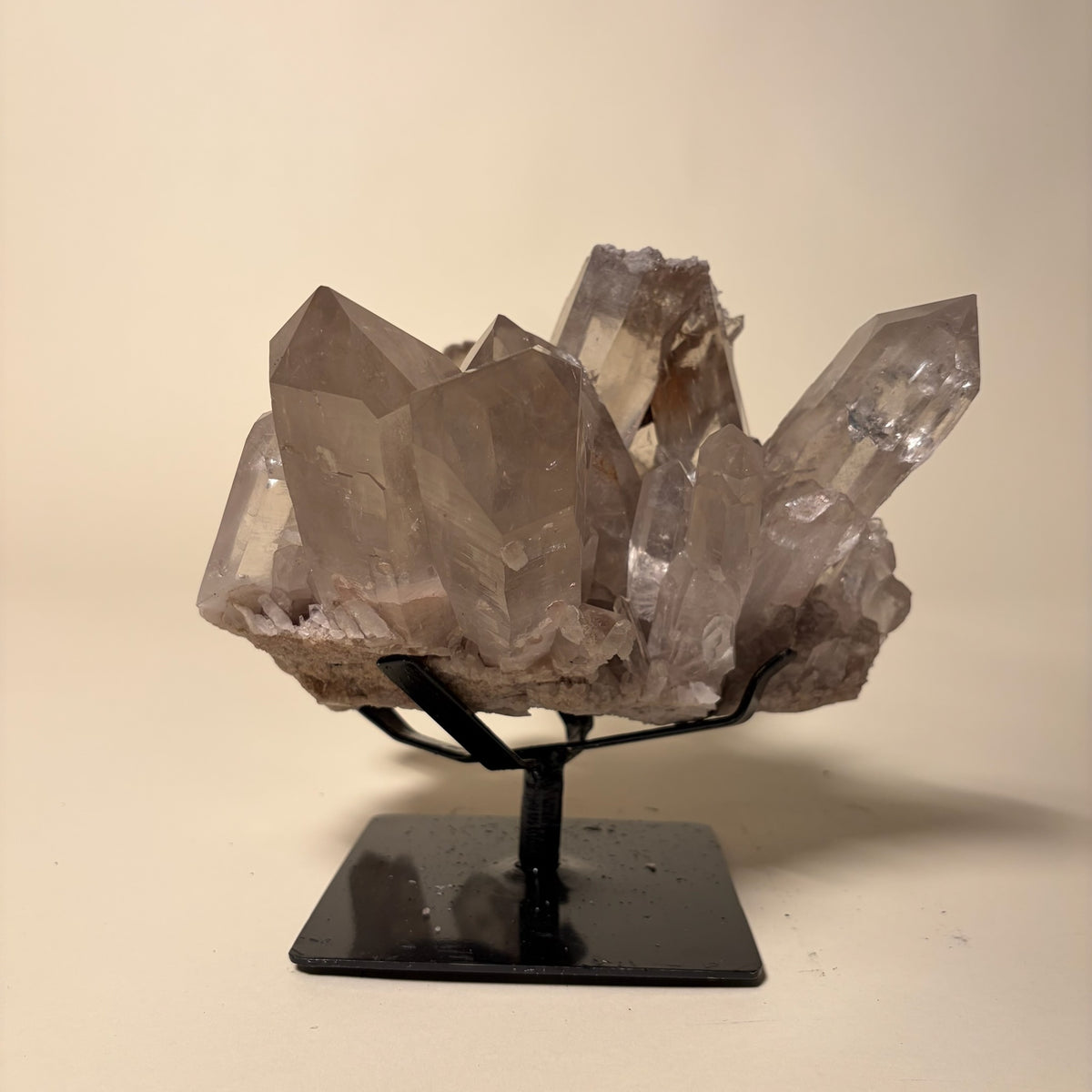 Smokey Quartz Generator Crystal on Metal Base