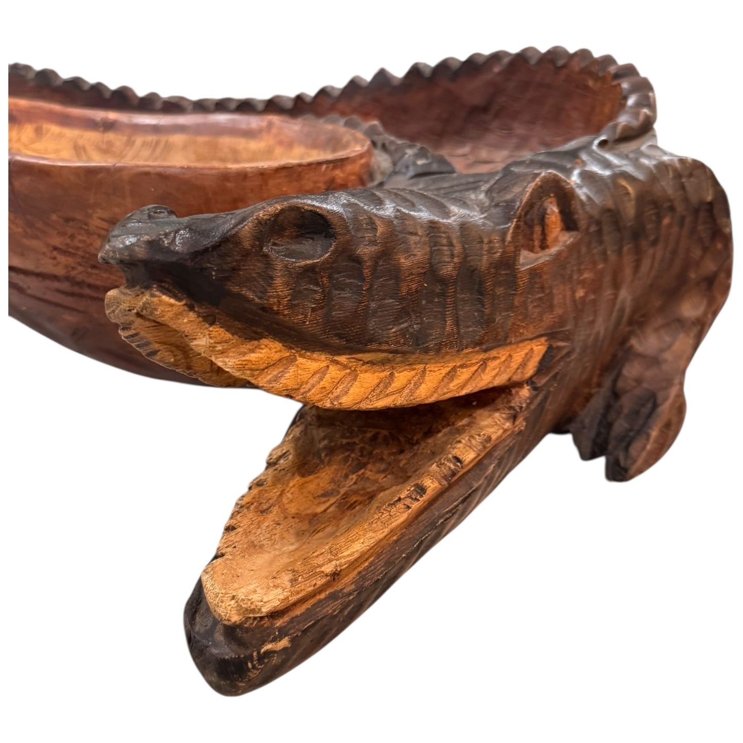 Hand Carved Alligator Bowl