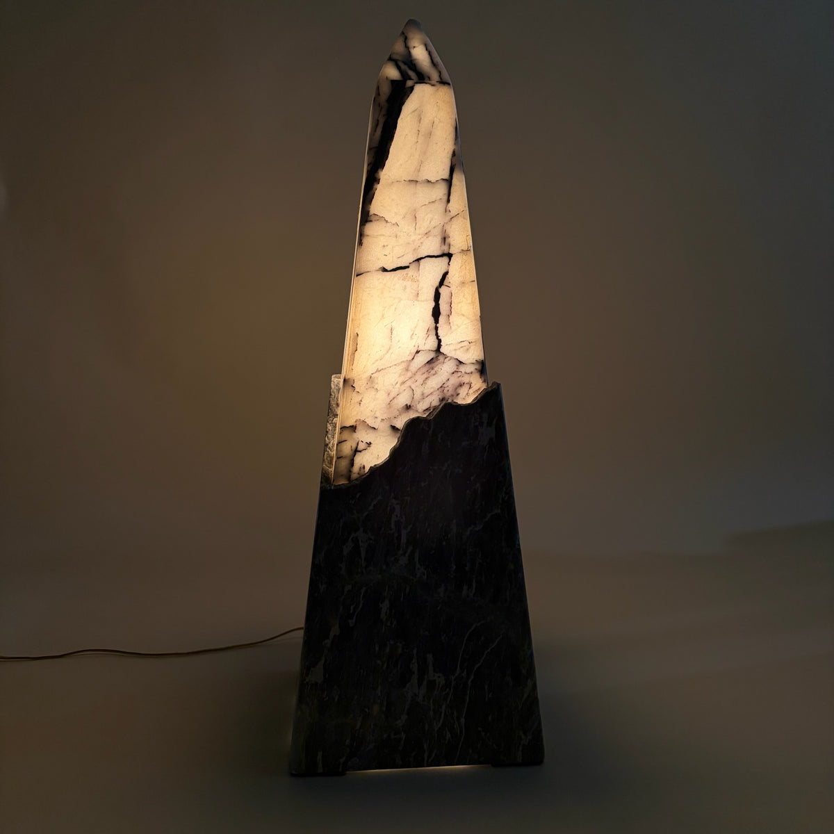 Pair Of Oblisque Stone Lamps