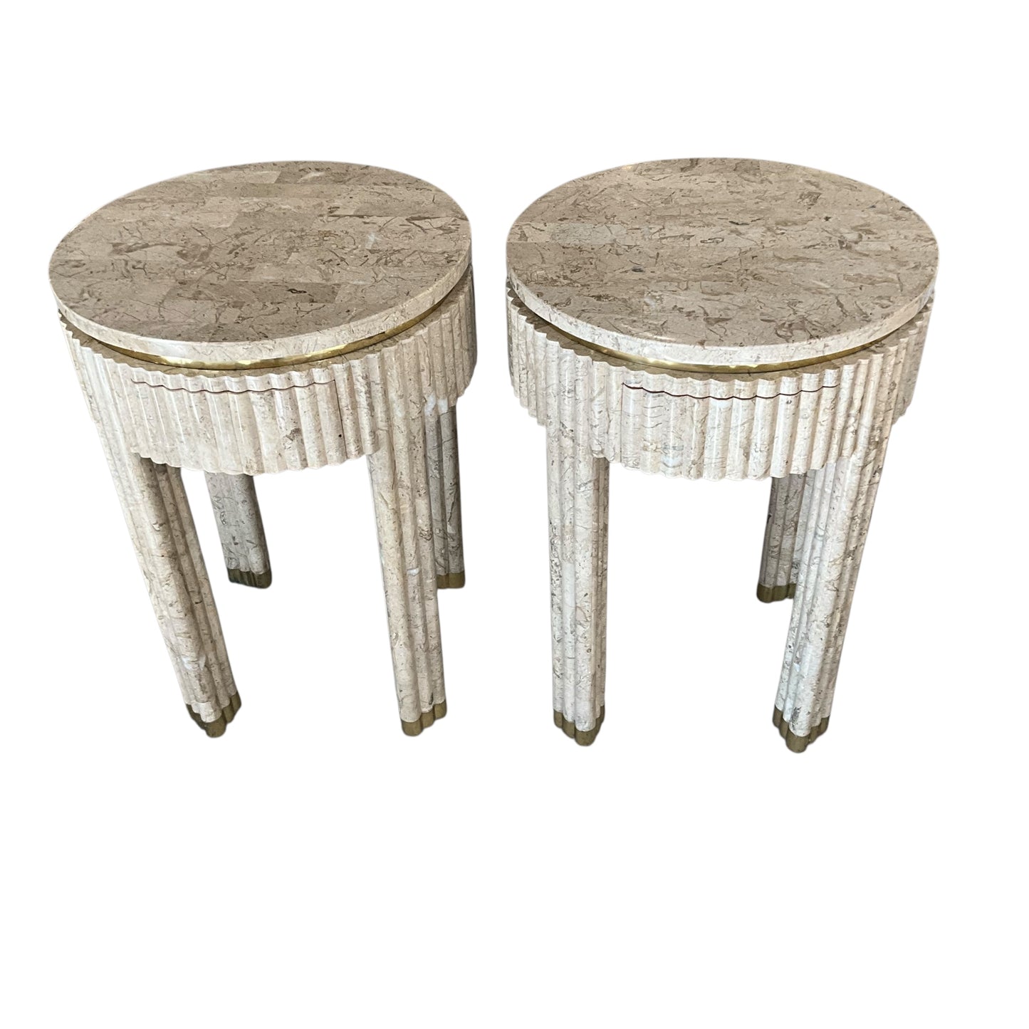 Pair of Vintage Marble Side Tables with Drawers
