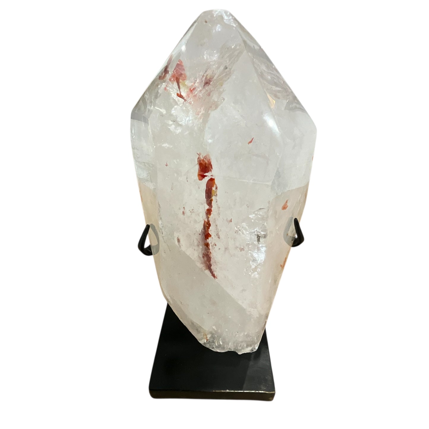 Fire Quartz Crystal w/ Red Hematite Inclusions on Stand