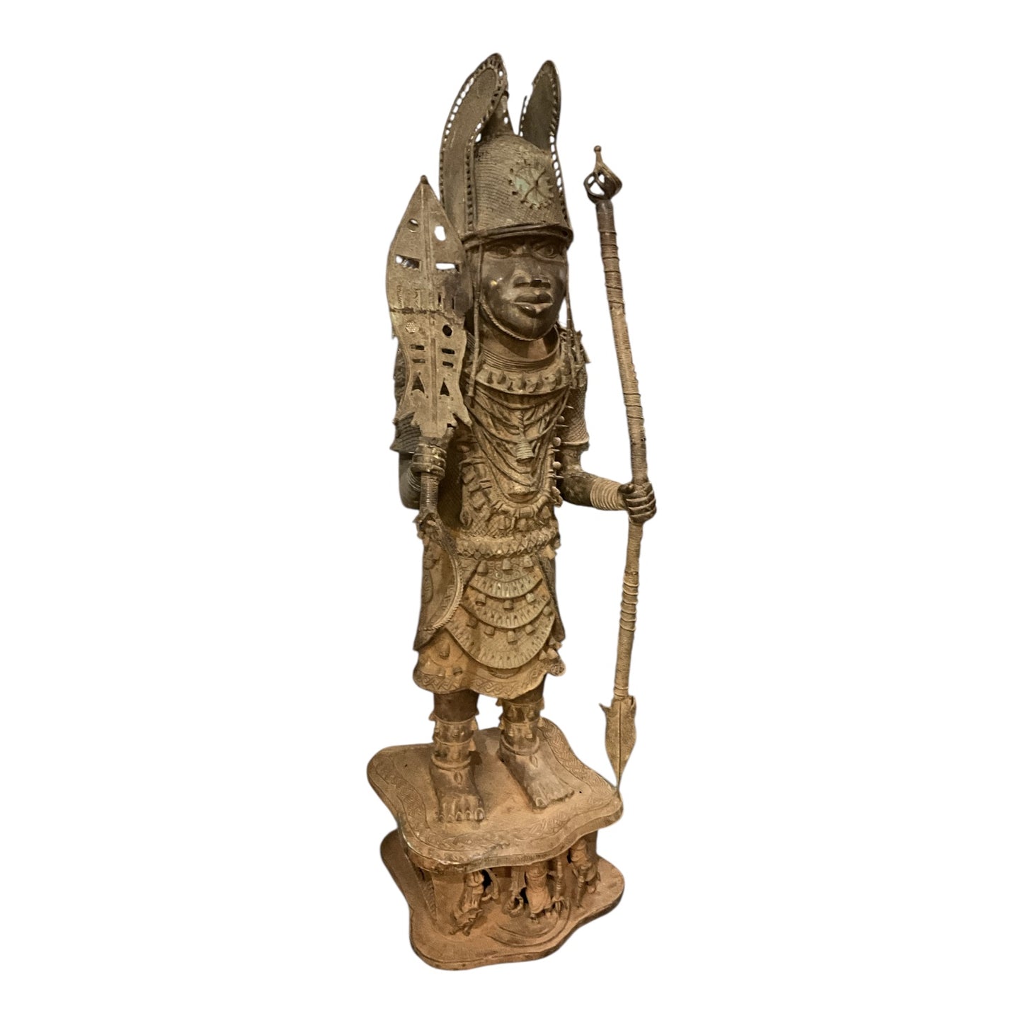 Bronze Warrior Statue with Spear