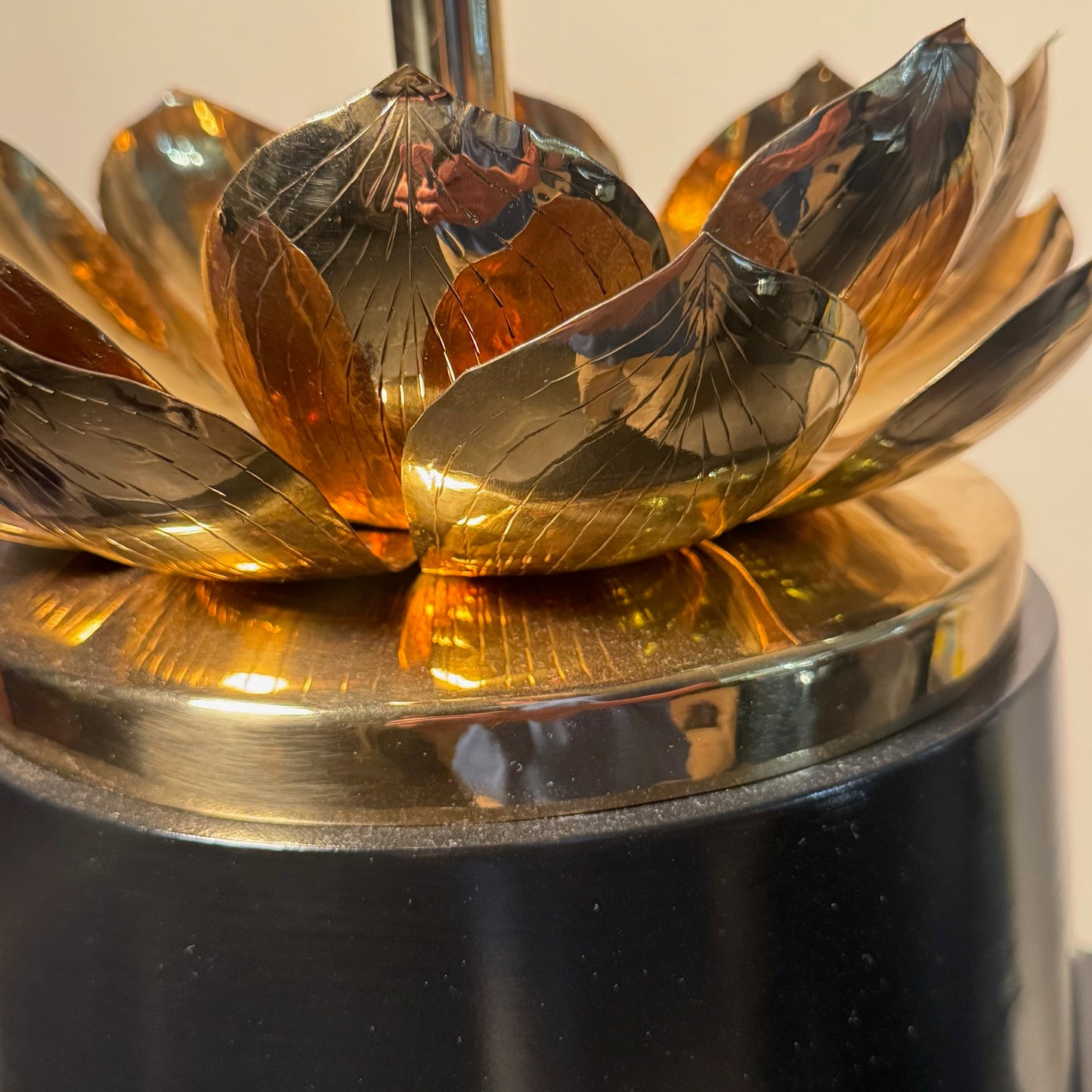 Feldman Brass Lotus Lamp on Black Base