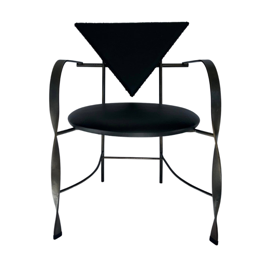 Post-Modern Leather & Metal Chair – churchboutique