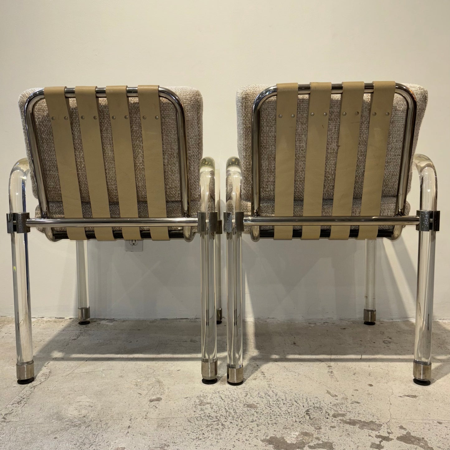 Jeff Messerschmidt Lucite & Leather Chairs