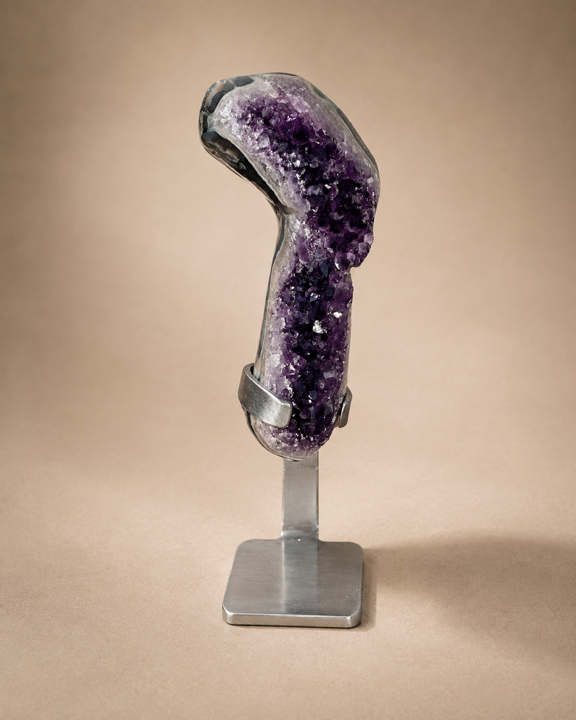 Narrow Amethyst Crystal Geode on Stand