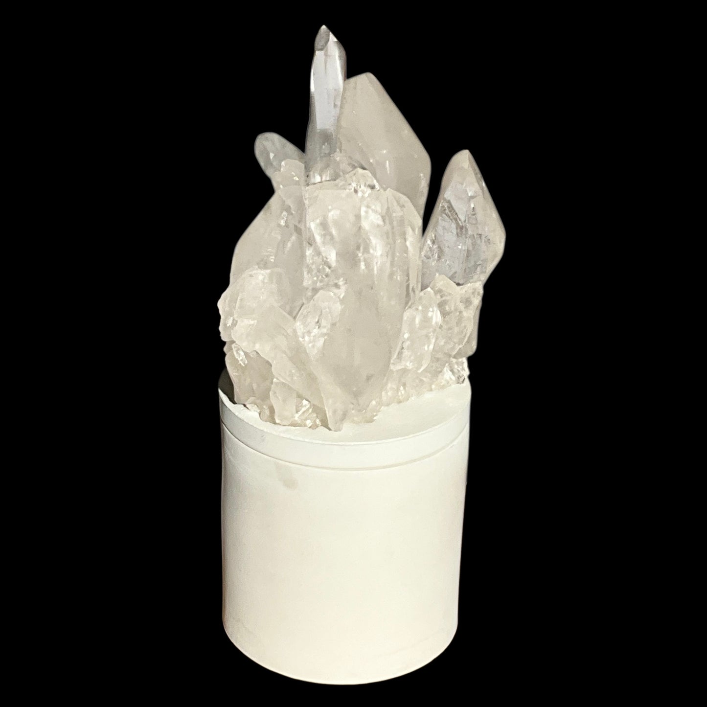 Clear Quartz Crystal Generator Lid Gardenia Candle