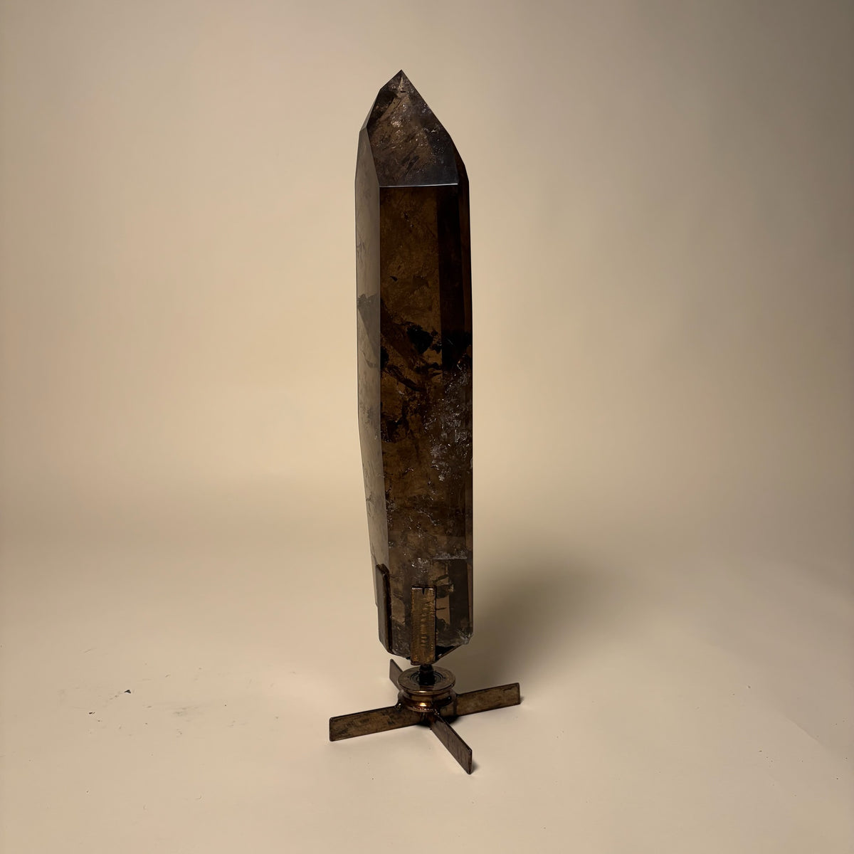Smokey Quartz Spear Crystal On Rotating Base