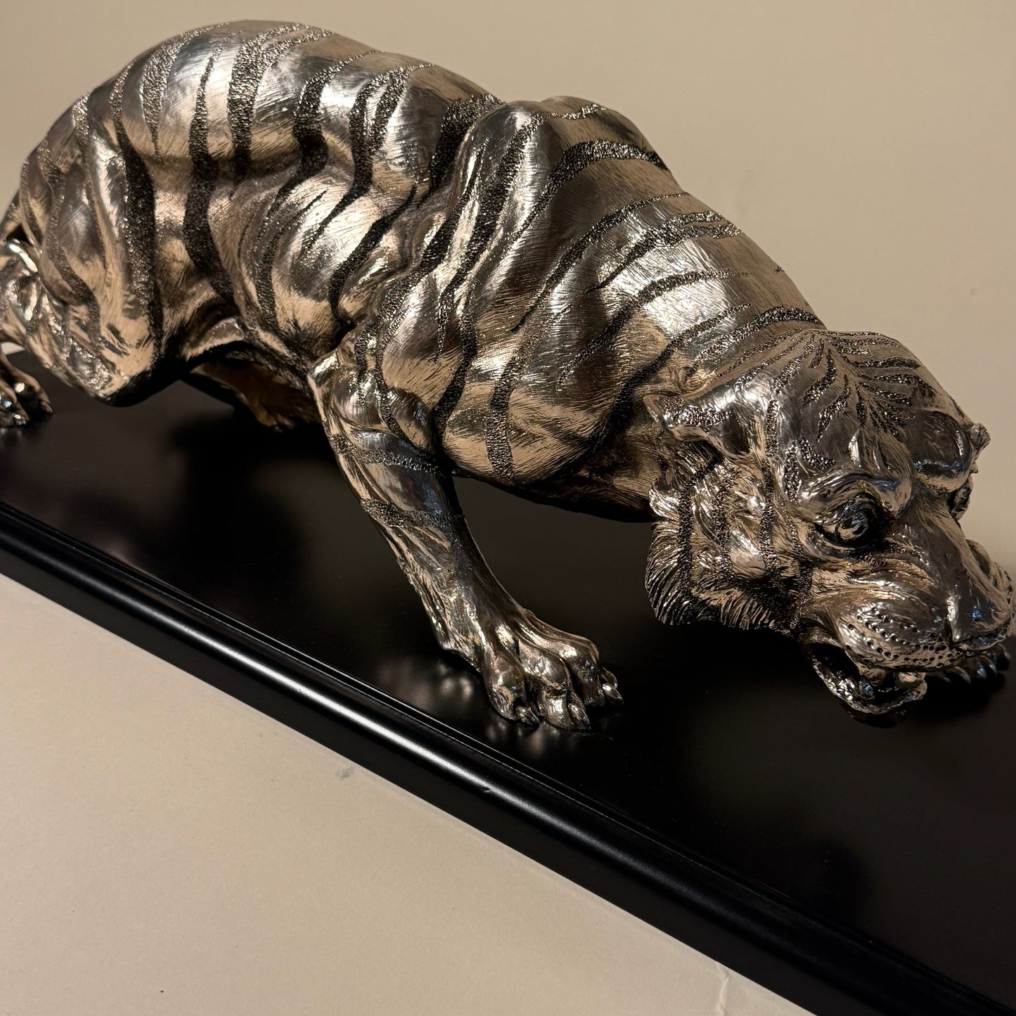 Italian Tiger Sculpture by Santini on Stand