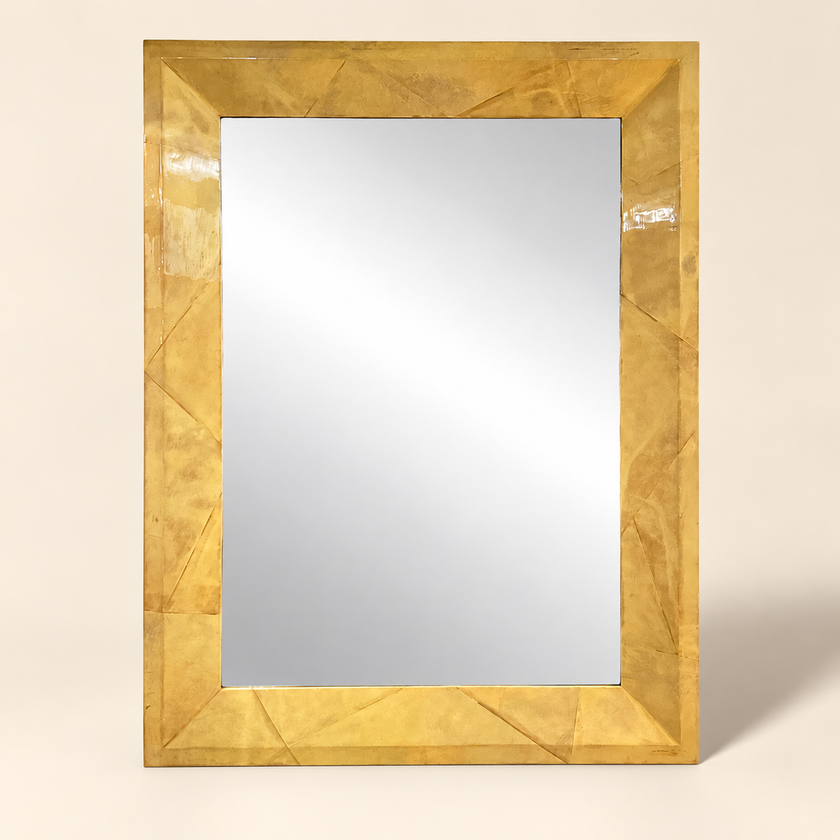 Monumental Lacquered Goatskin Parchment Mirror Attributed to Karl Springer