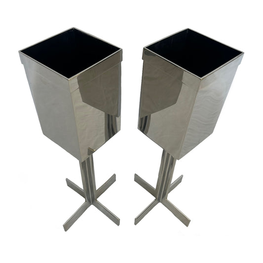 Pair of Standing Chrome Planters
