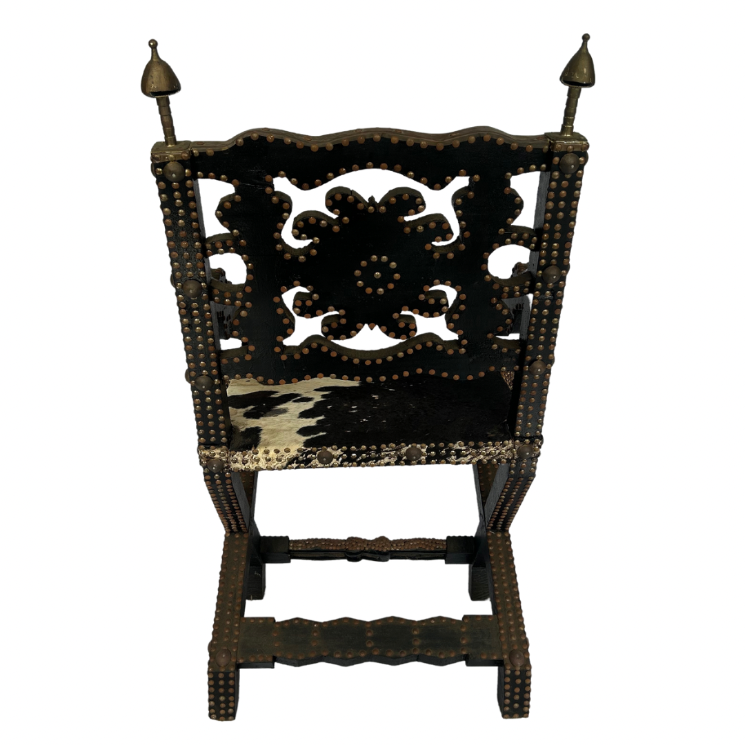 Studded Wood & Calfhair Chair