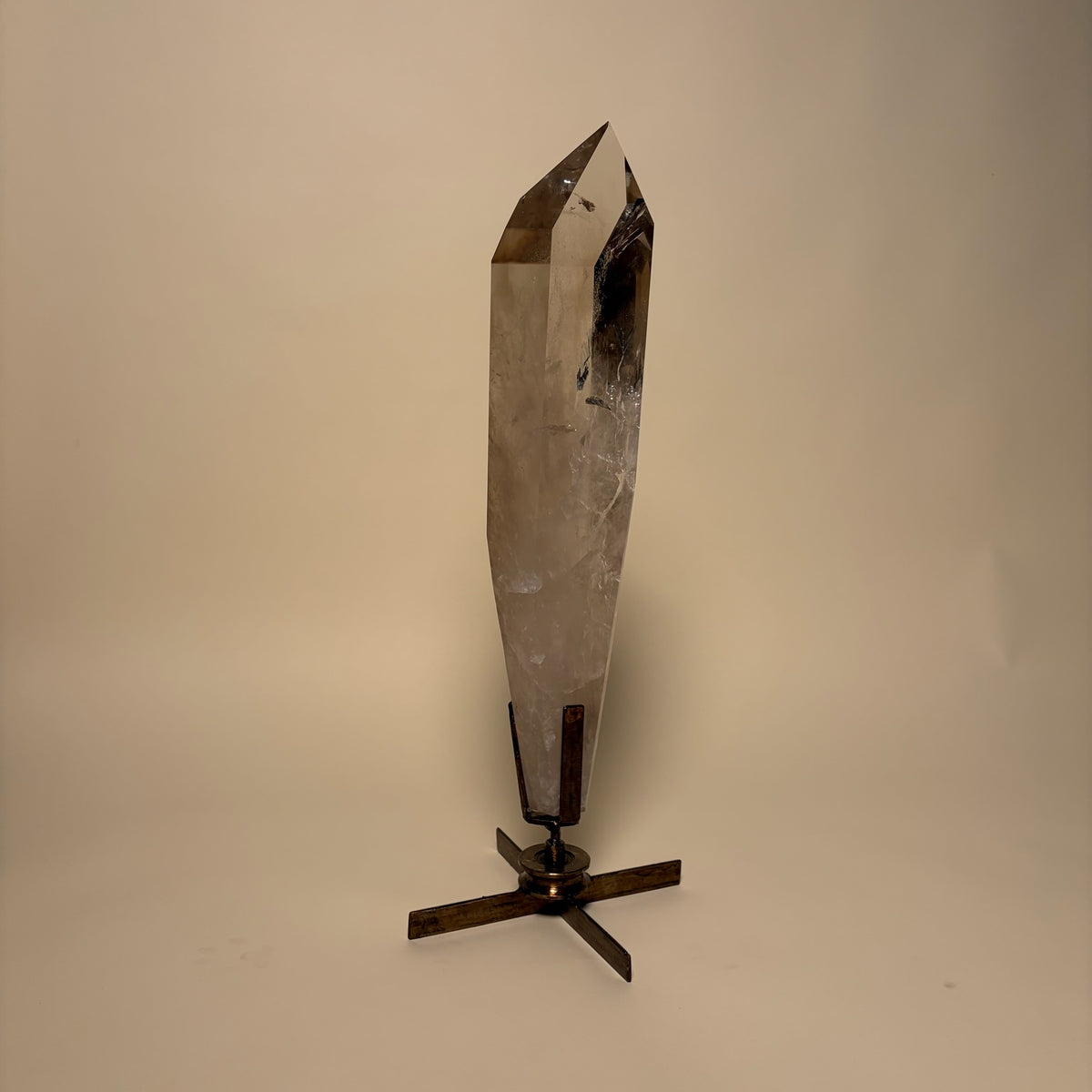 Light Smokey Quartz Spear Crystal On Rotating Base