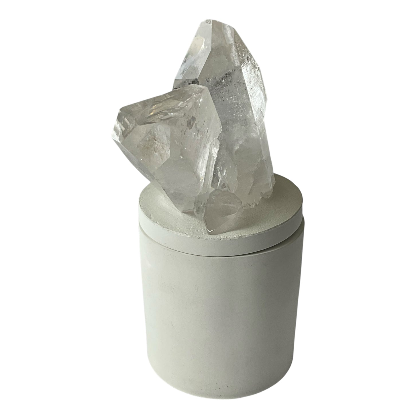 Twin Lumerian Quartz Crystal Generators Lid Gardenia Candle