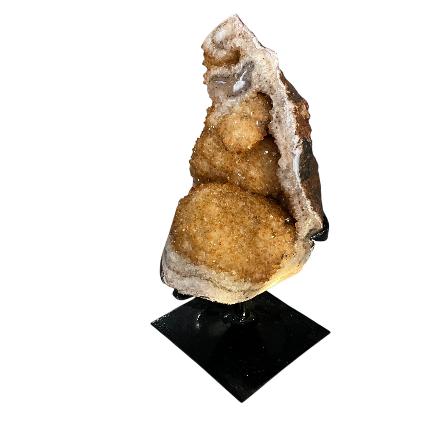 Abstract Citrine Geode Cluster on Metal Stand