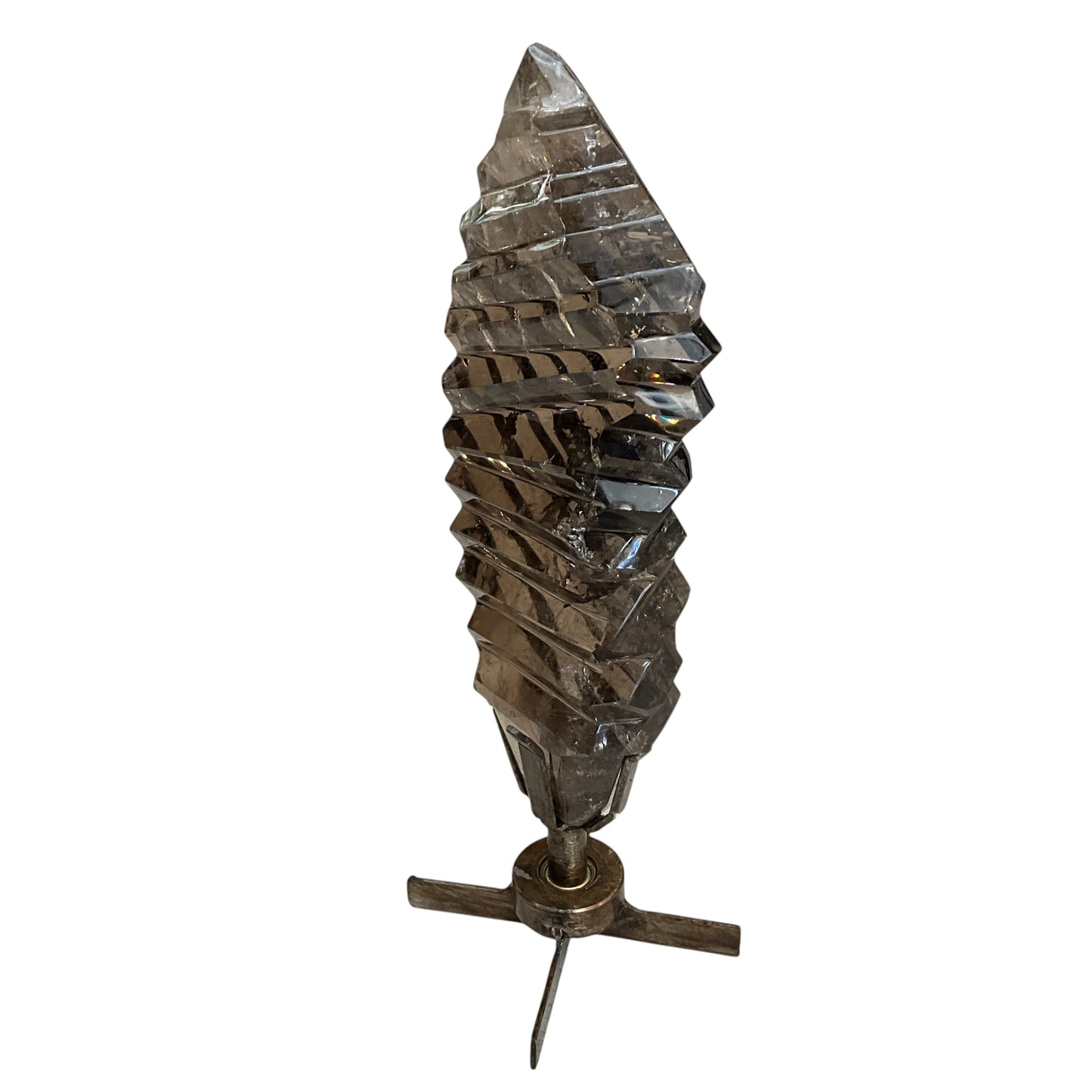 Large Smoky Quartz Pleated on Spinning Stand
