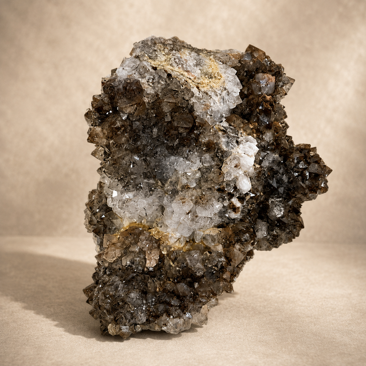 Abstract Quartz Crystal with Dark Manganese Free-Standing Cluster