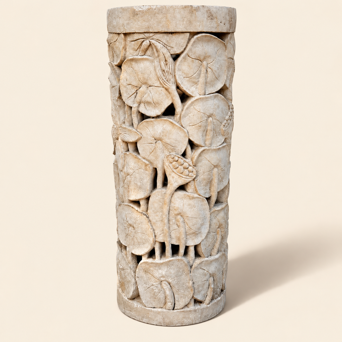 Pair of Sandstone Carved Pillar Planters