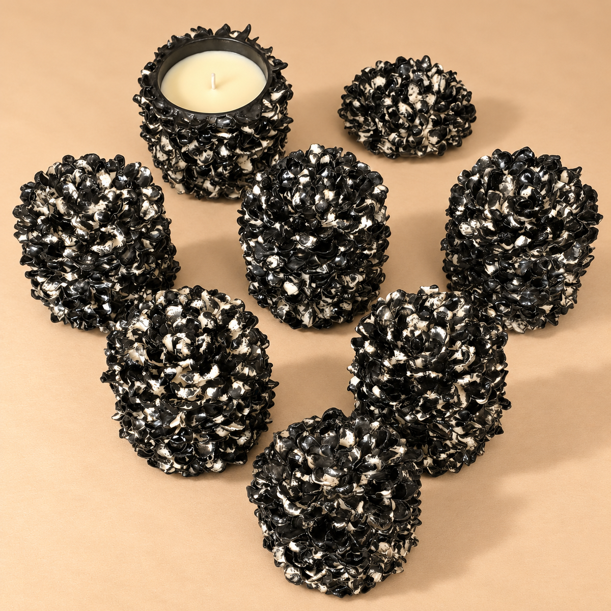 Hand-Crafted Unique Textured Ceramic Gardenia Candle 24 oz