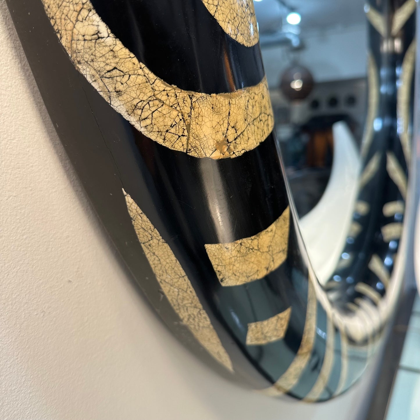 Monumental Eggshell Inlay Wood & Lacquer Mirror
