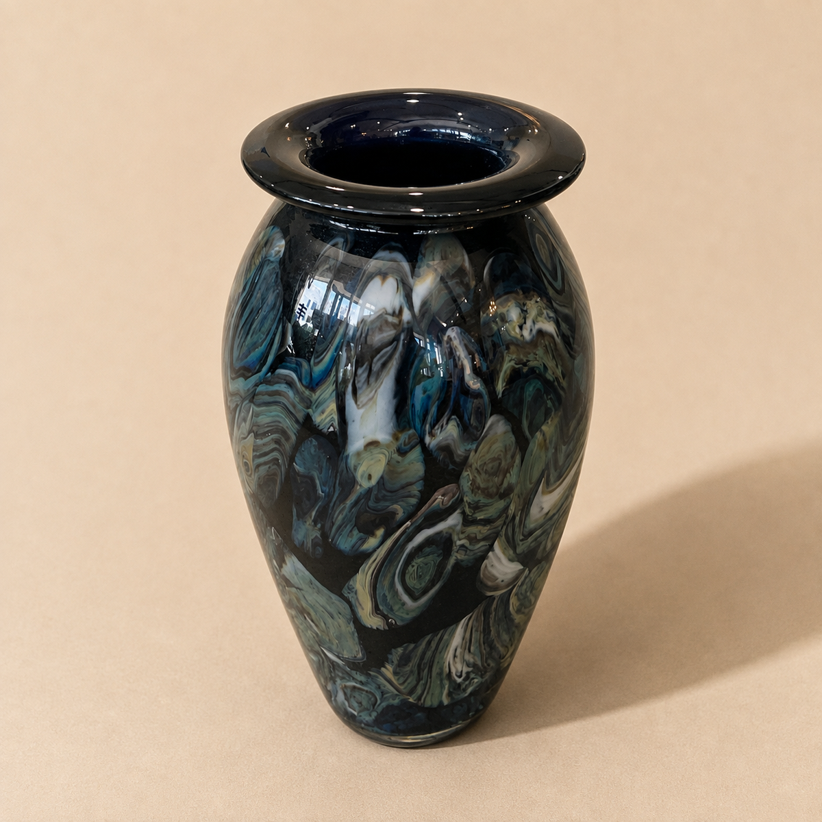 Glass Abstract Peacock Vase by Robert Eickholt