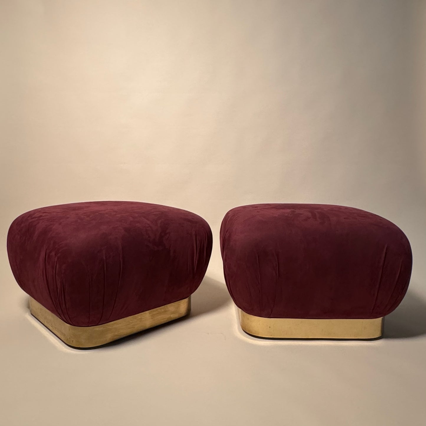 Pair of Karl Springer Souffle Ottomans