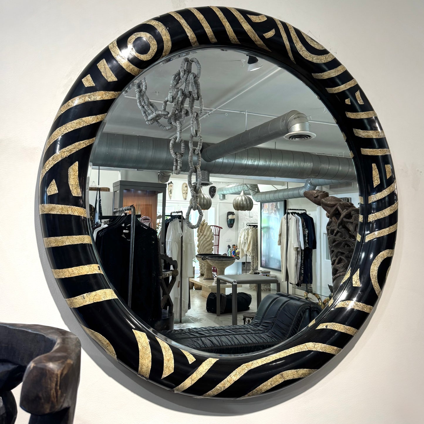 Monumental Eggshell Inlay Wood & Lacquer Mirror