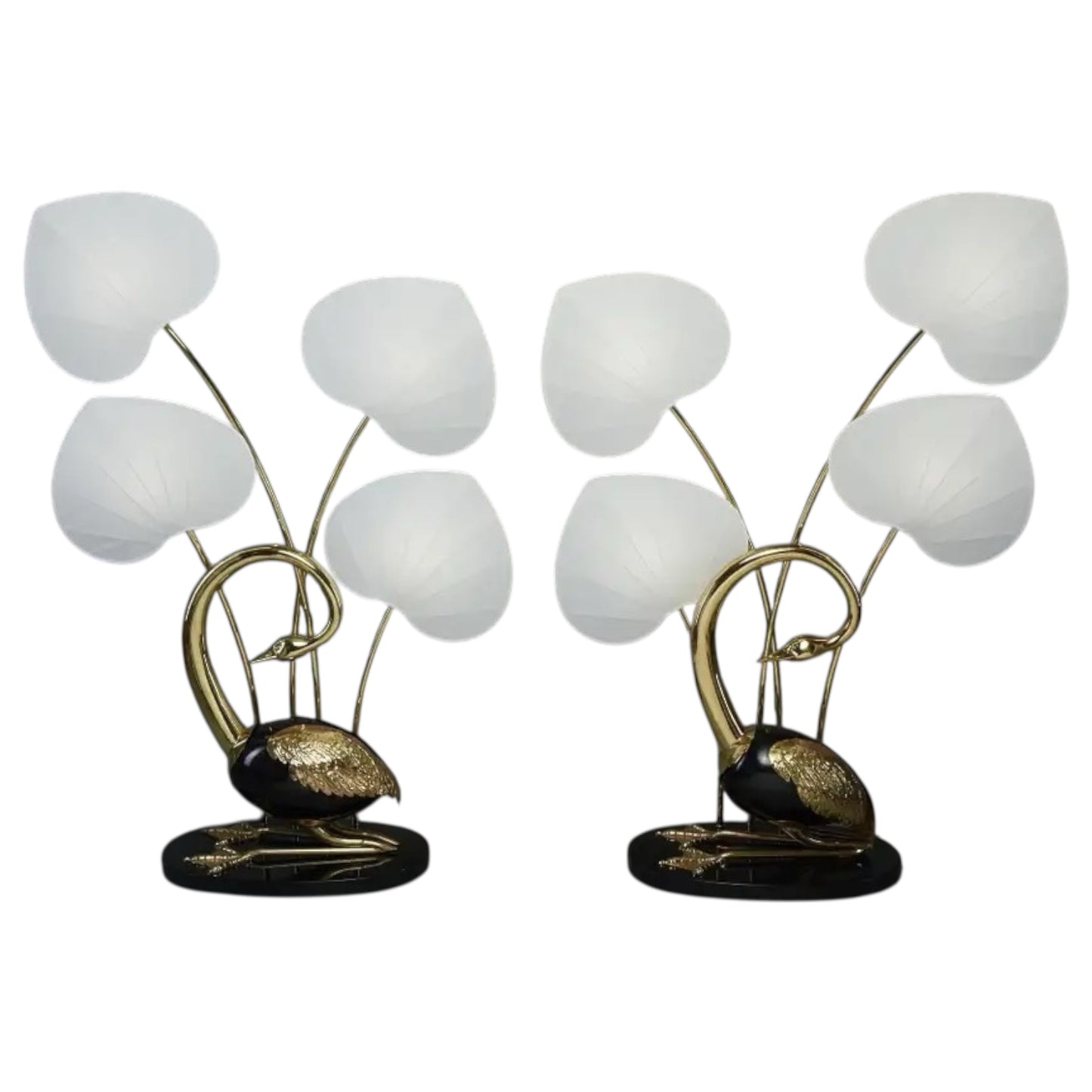 Antonio Pavia Brass Flamingo Oversized Table Lamps