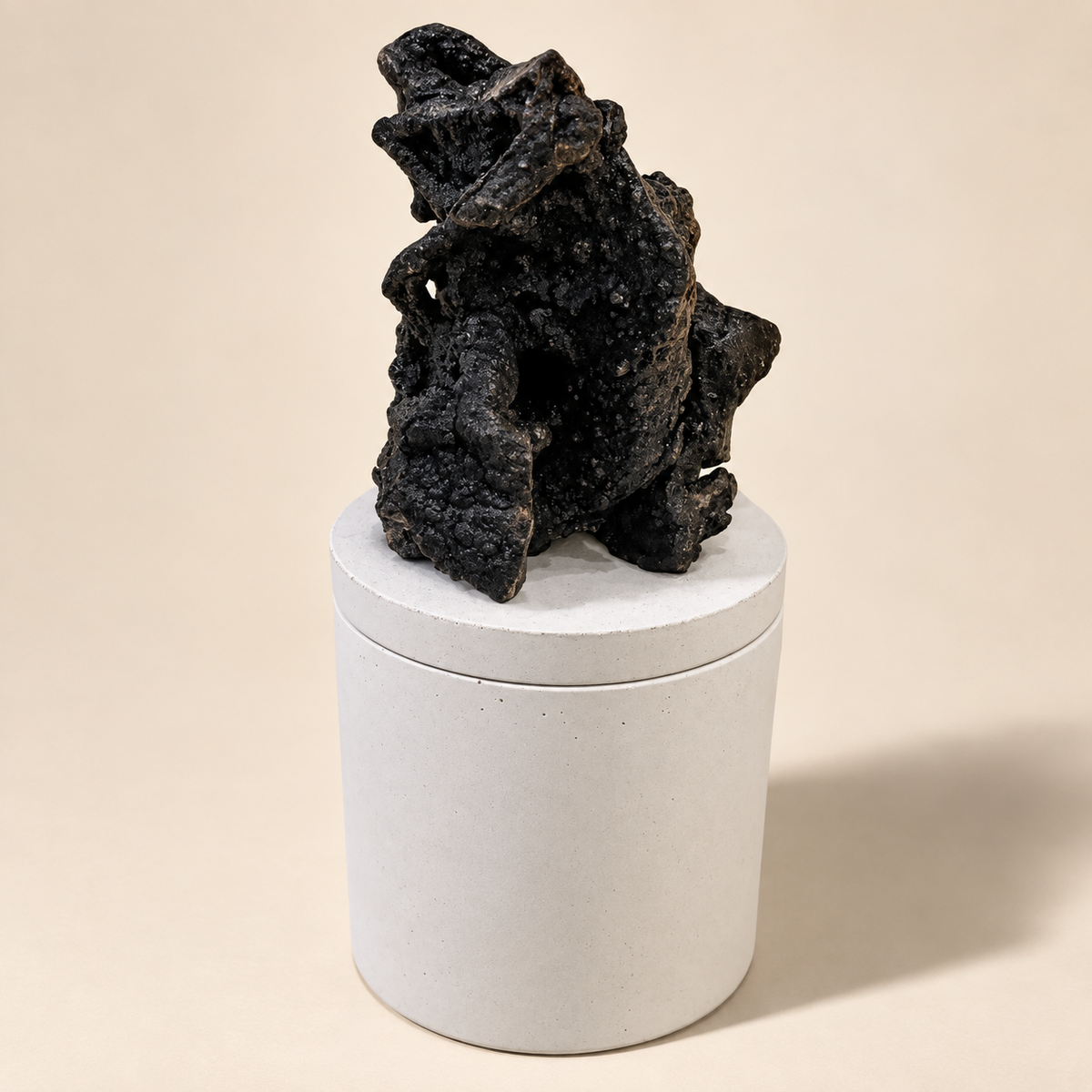Abstract Black Jasper Lid Gardenia Candle