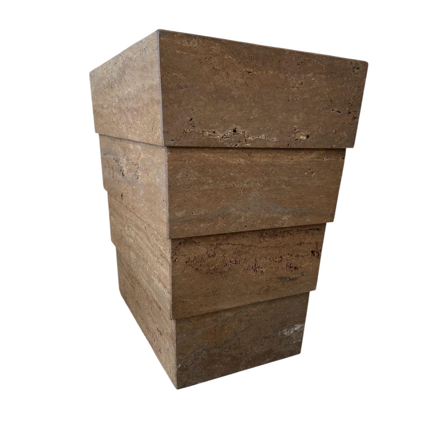 Travertine 4 Tier Table Pedestal - Dark