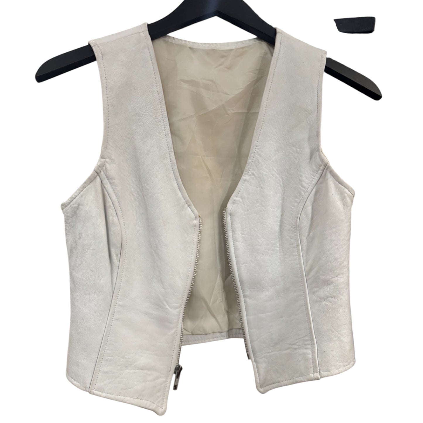 White Leather Zip Vest