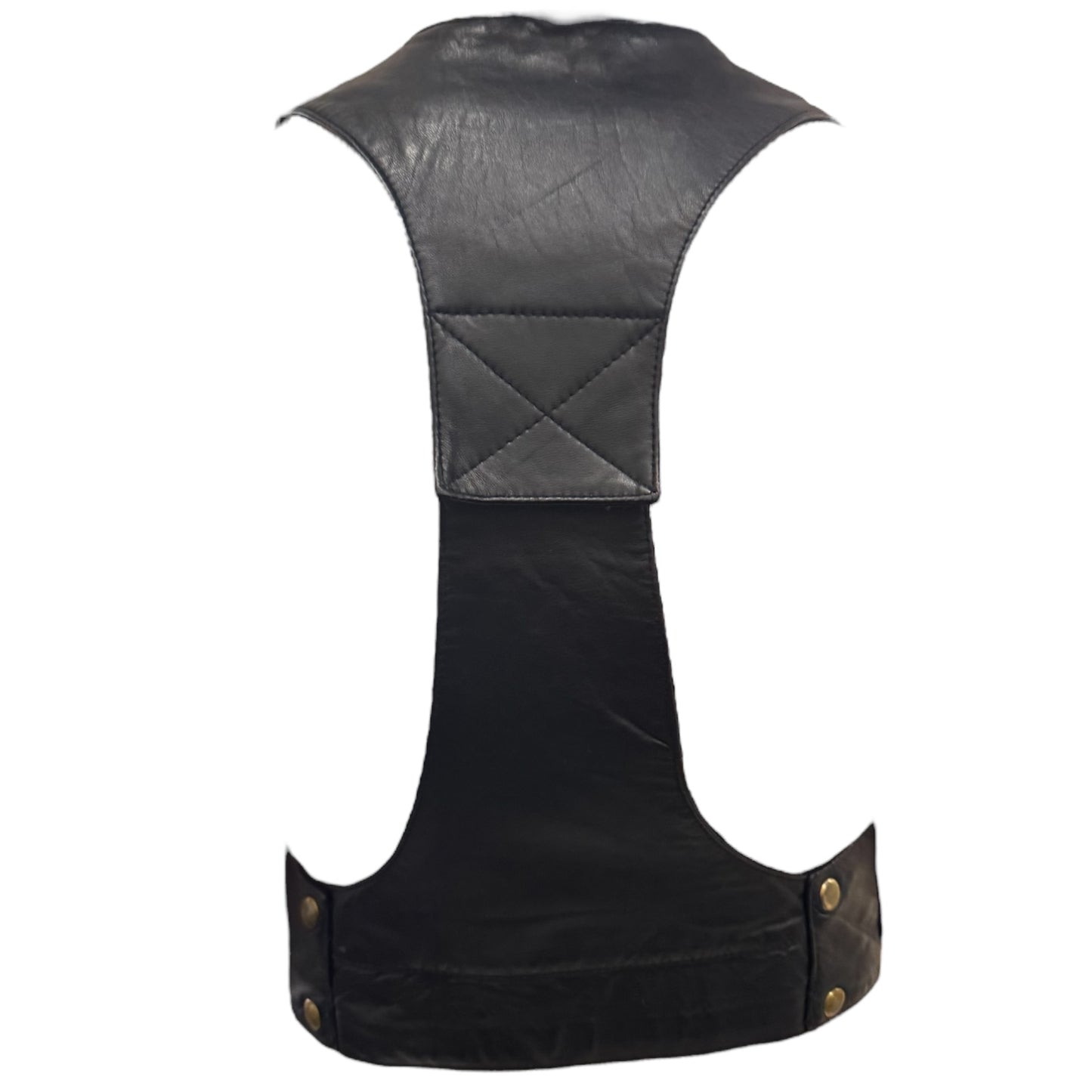 Black Leather Vest with 2 Zip and 2 Velcro pockets