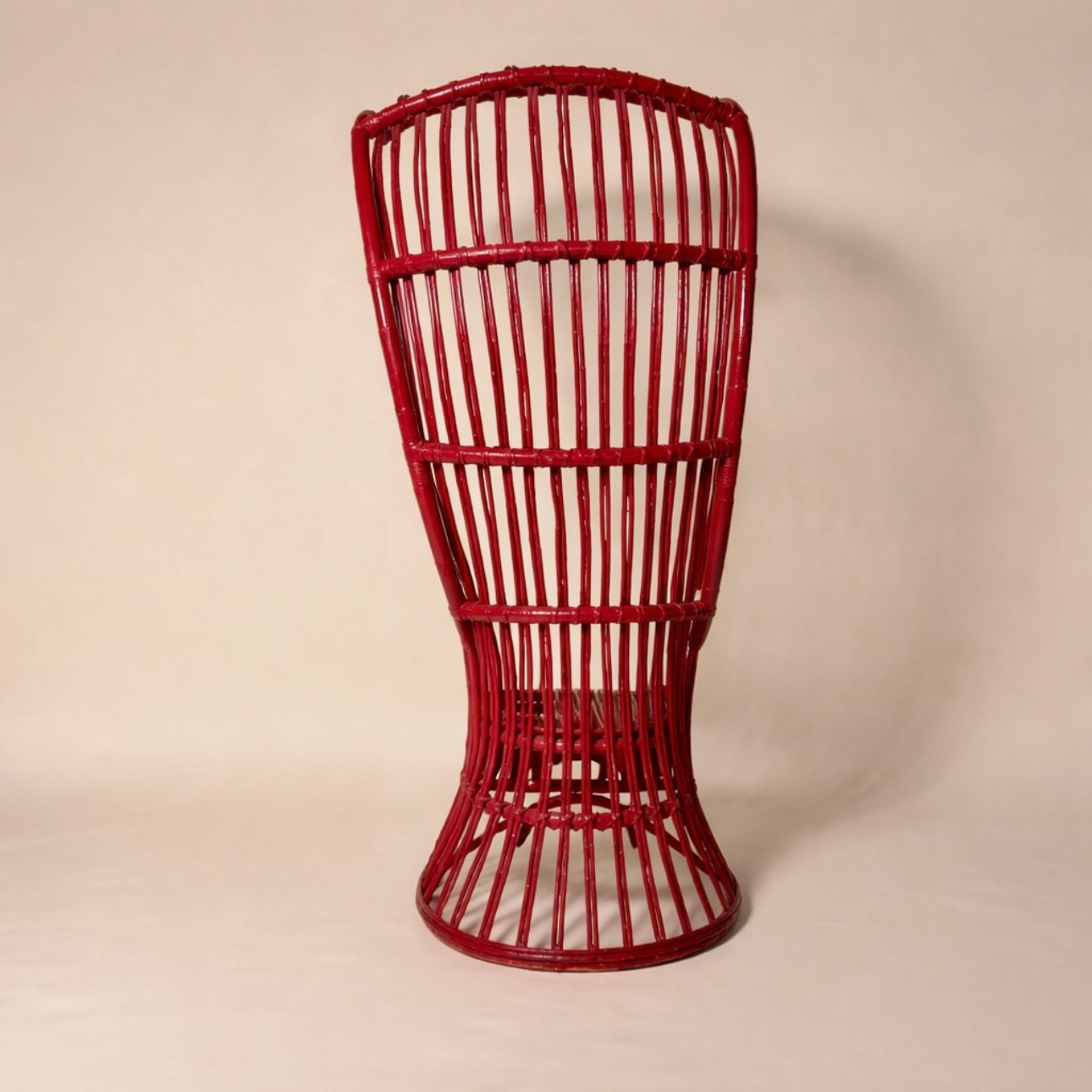 Pair of Red Rattan Chinoiserie Canopy Sun Chairs