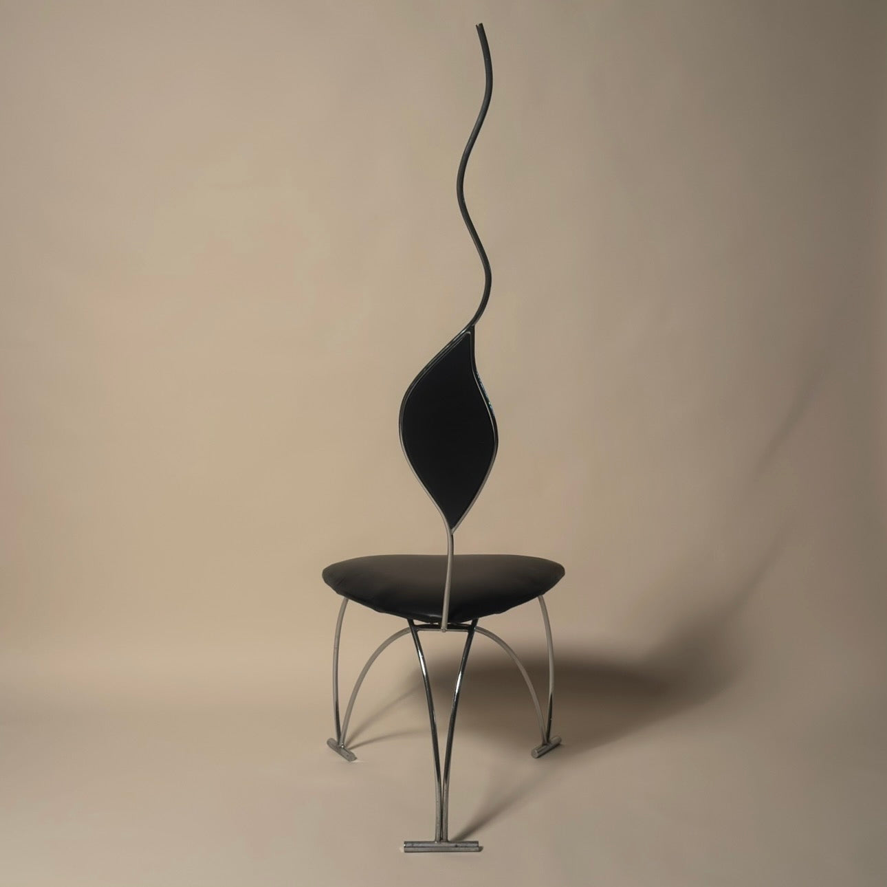 Vintage Leather & Steel Sculptural Chair
