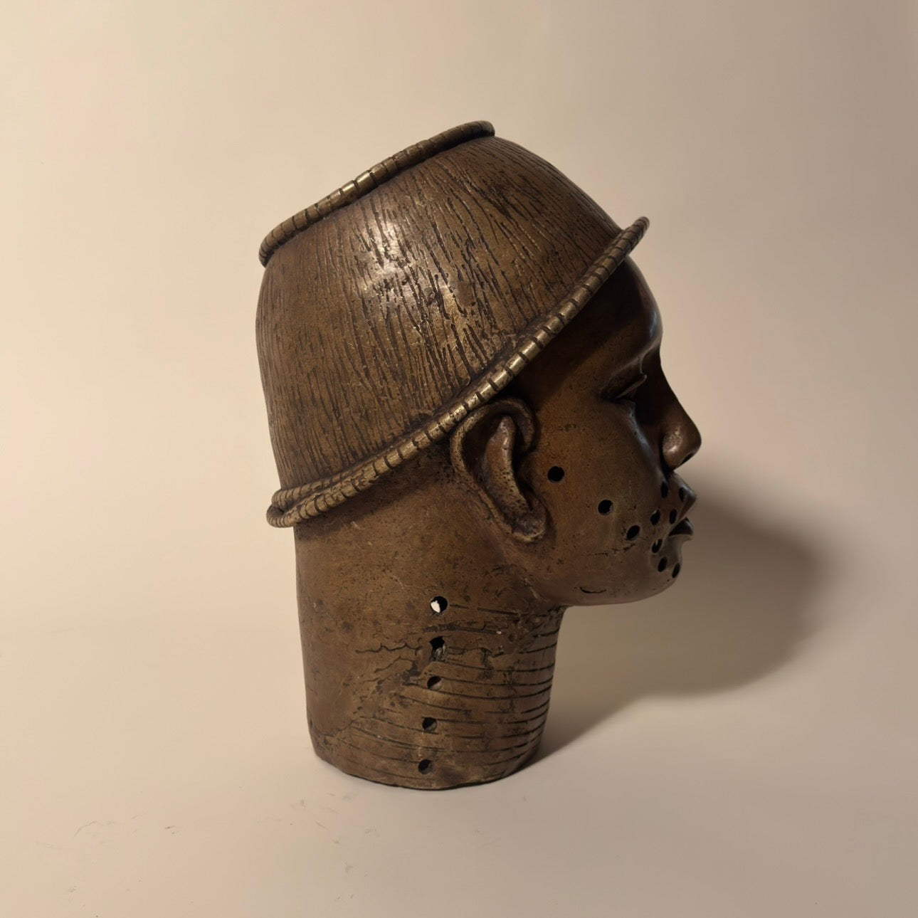 Pair of Nigerian Bronze Heads, 19th Century