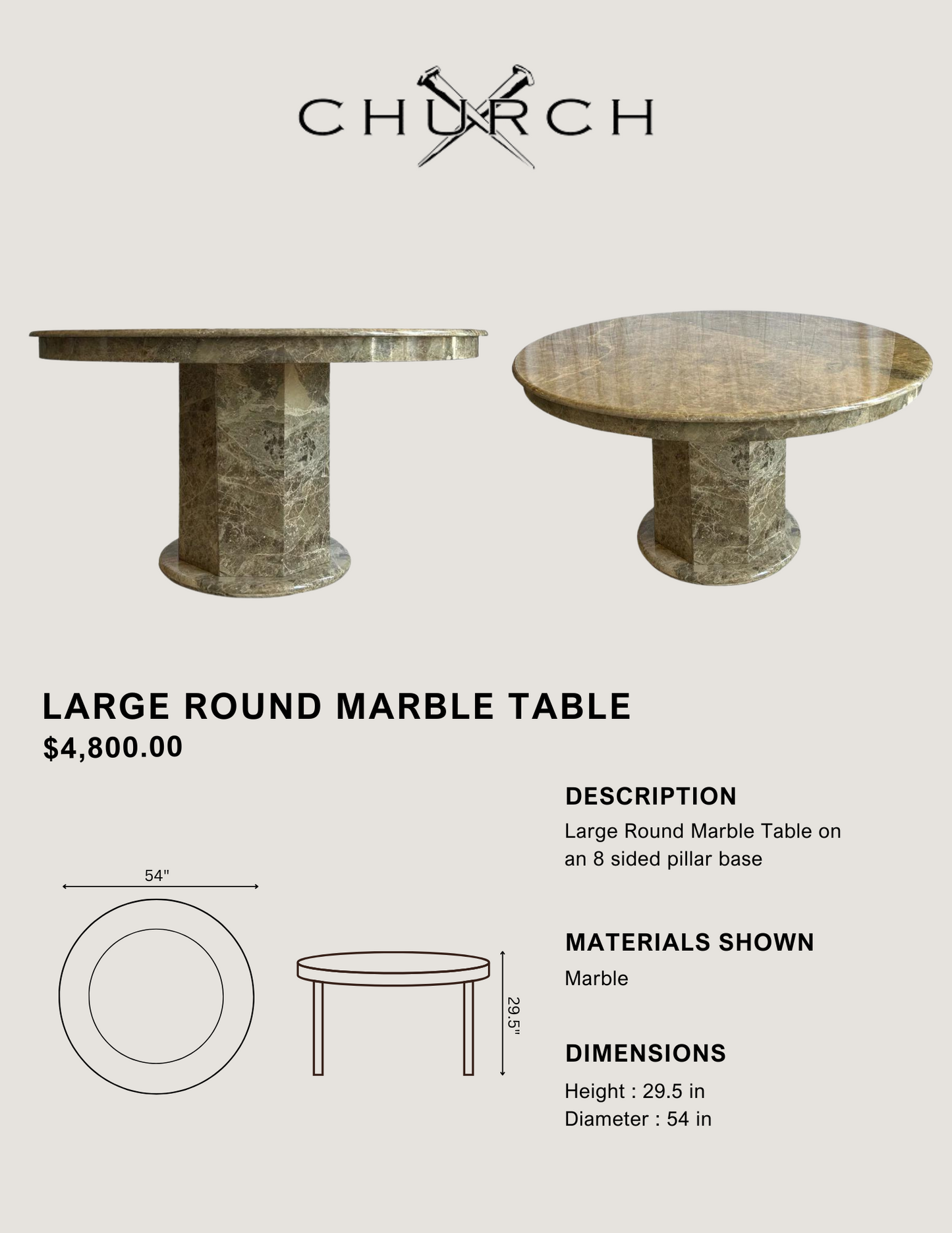 Large Round Marble Table