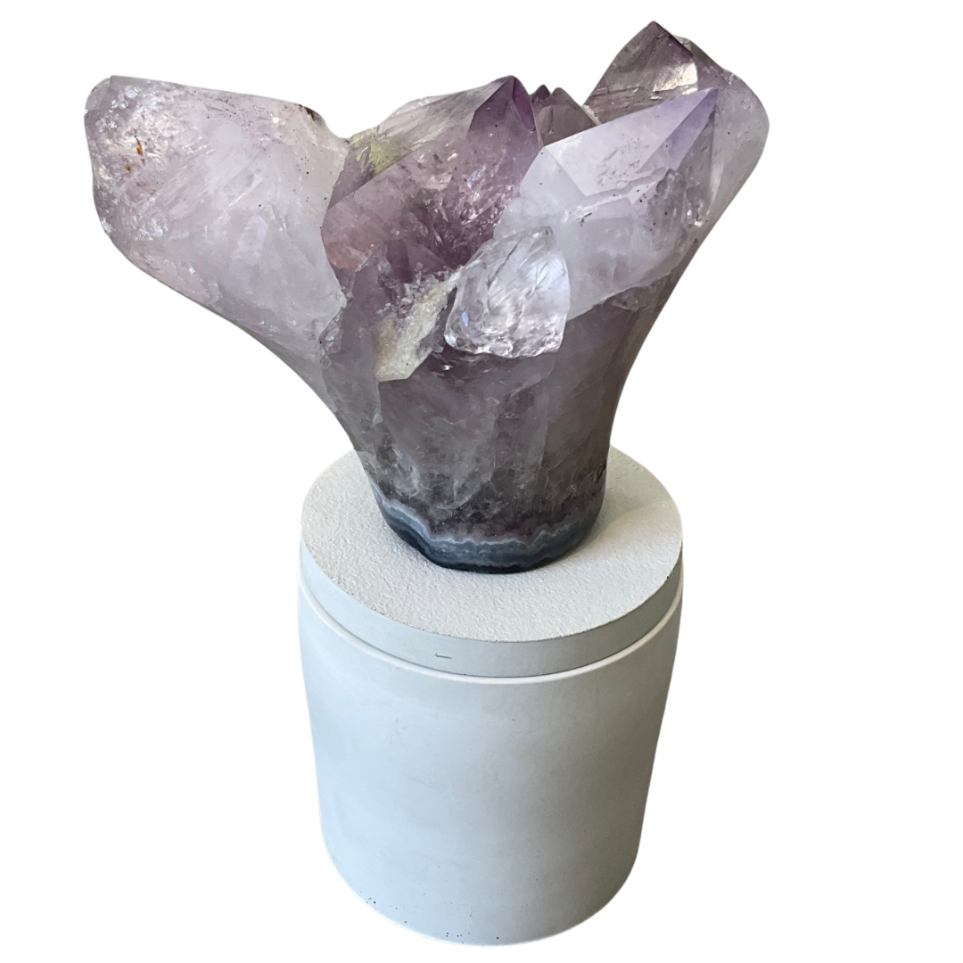 Amethyst "Flower" Cluster Crystal Lid Gardenia Candle