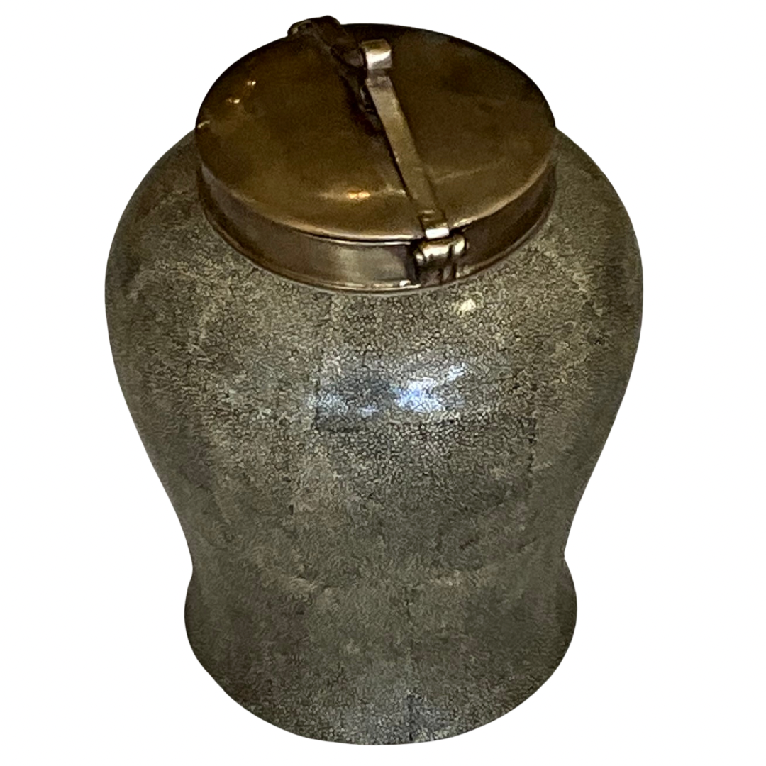 Faux Shagreen Ceramic Container with Lid