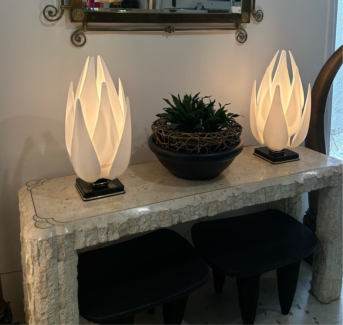 Pair of Rougier Large Tulip Table Lamps