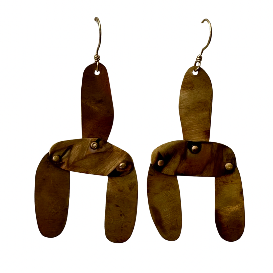 Hand Made Abstract Bronze Earrings